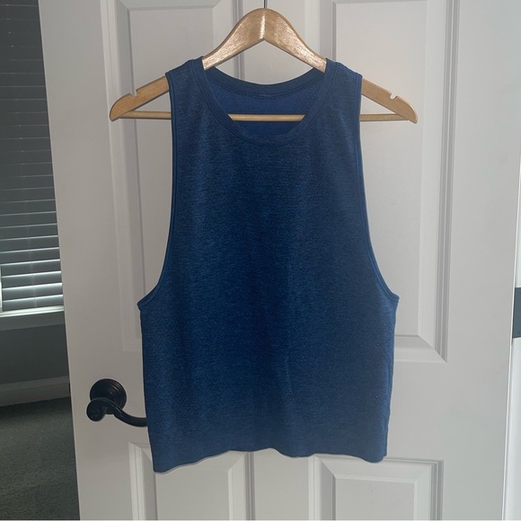 Lululemon Breeze By Muscle Tank Cerulean Blue Black 2016 Style: W1ADSS $58 Sz 6 - Picture 2 of 6